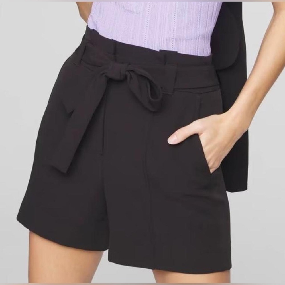 Nine West Black High Waist Shorts with Tie Belt